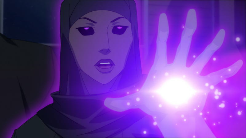 Halo wielding her violet aura.